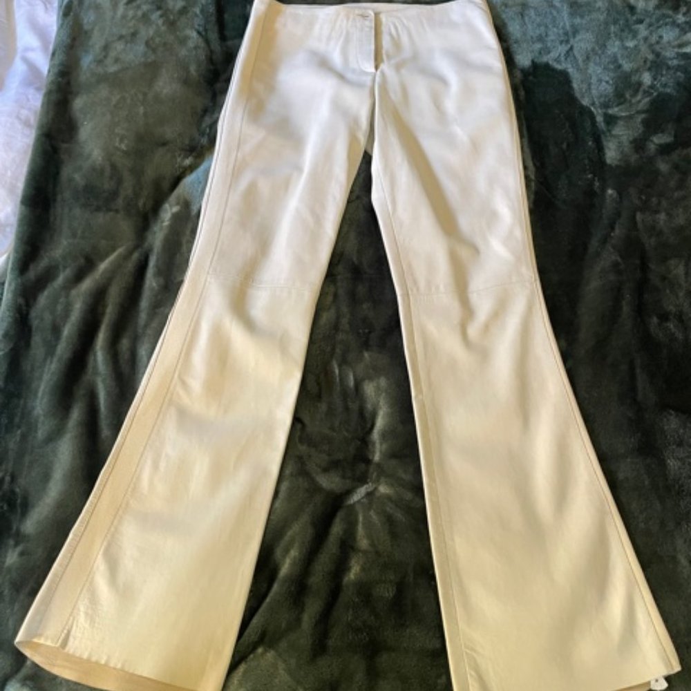 Vintage Prada leather pants - size 42 light cream/winter white